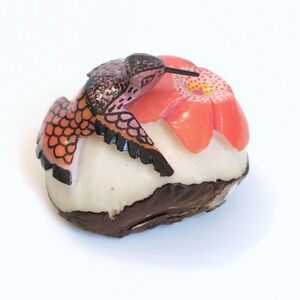 Carved Tagua Nut Hummingbird Figurine Panama Flower Hand Painted